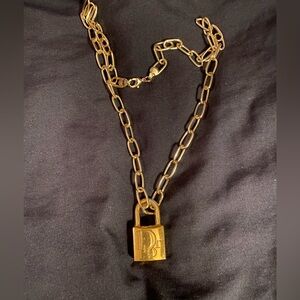 Gold Chain Necklace with Padlock Pendant